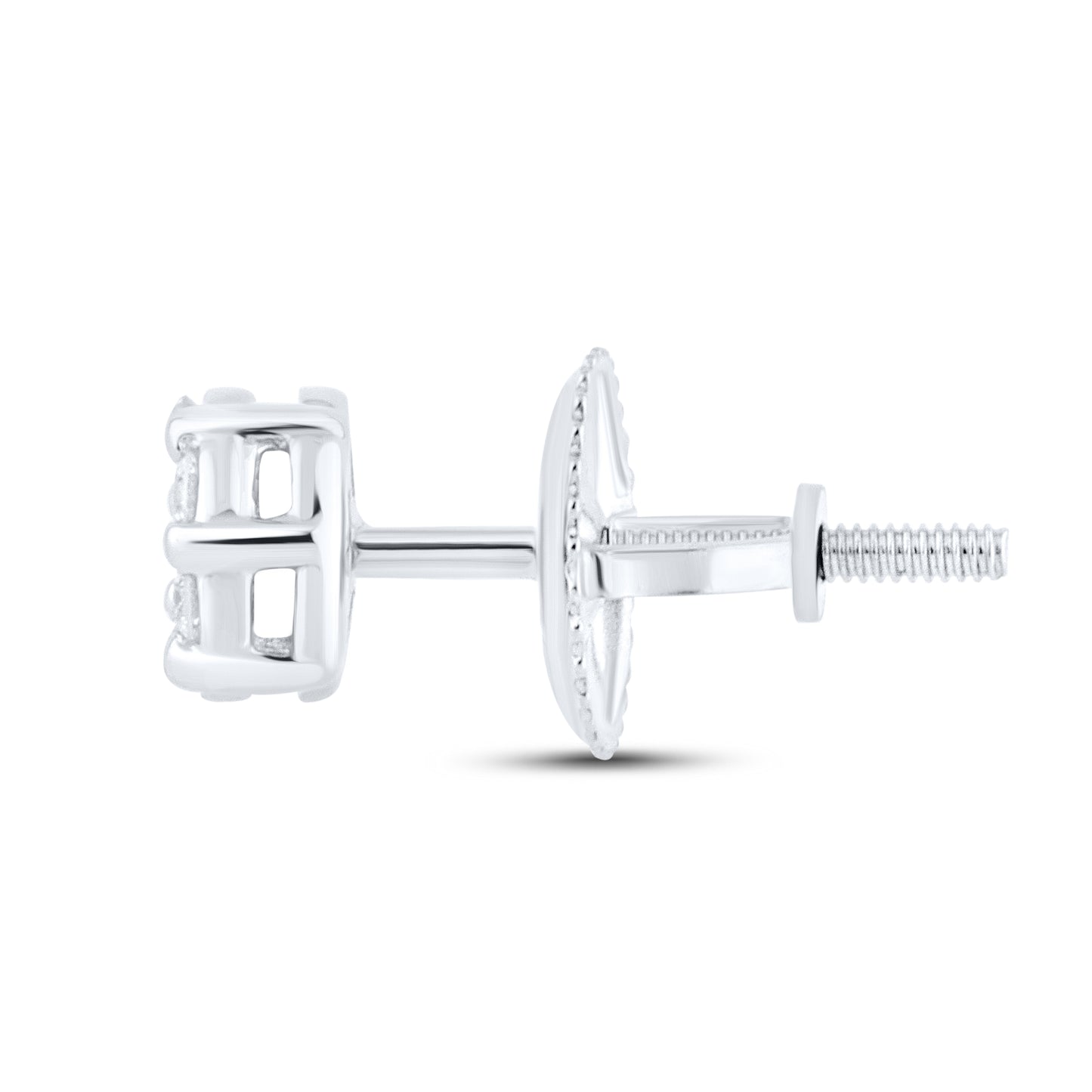 10K White Gold 0.15 ctw Flower Diamond Earrings