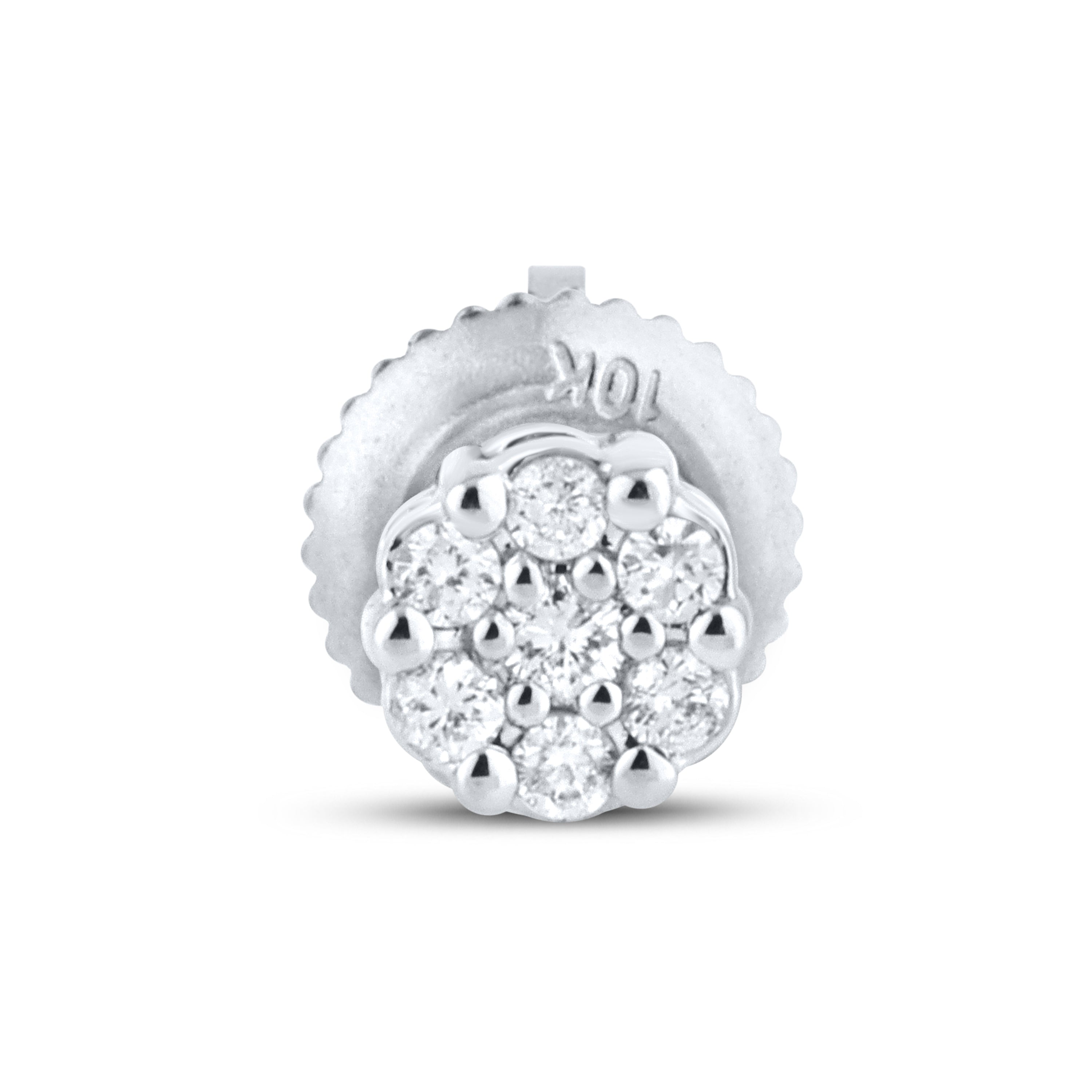 10K White Gold 0.15 ctw Flower Diamond Earrings