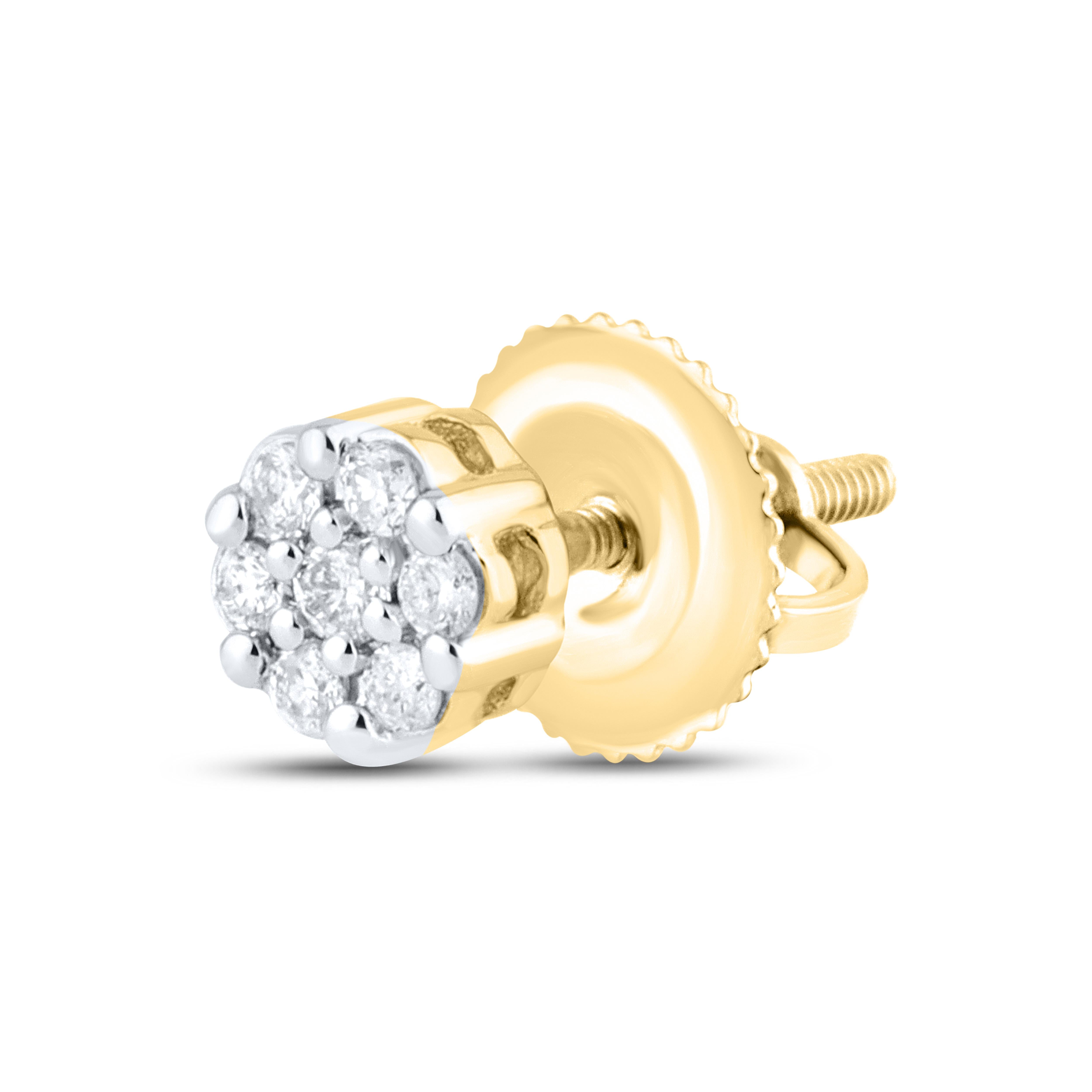 10k Yellow Gold 0.14 ctw Flower Diamond Earrings