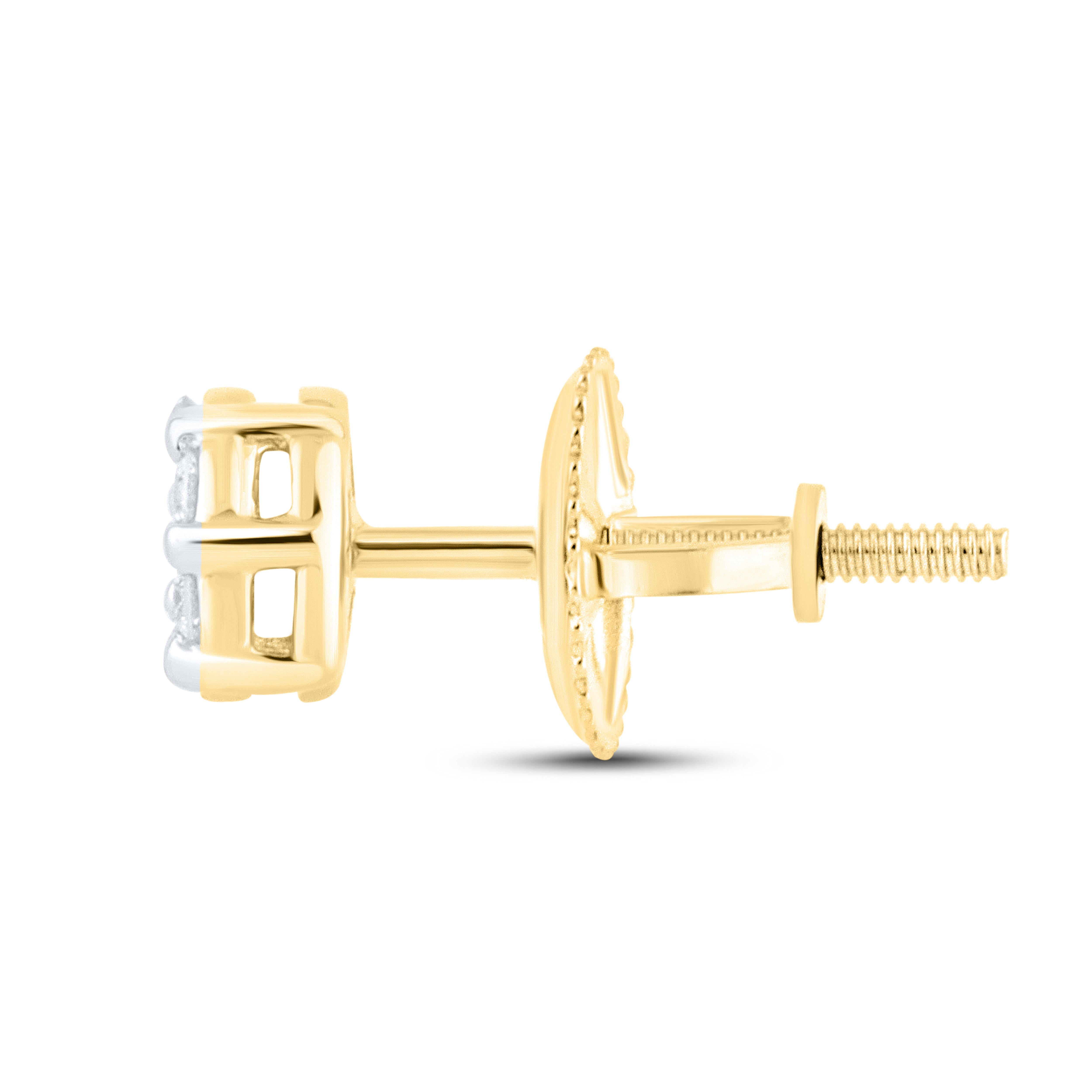 10k Yellow Gold 0.14 ctw Flower Diamond Earrings