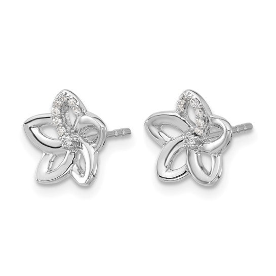 14kt White Gold Diamond Flower Earrings