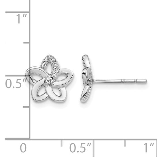 14kt White Gold Diamond Flower Earrings