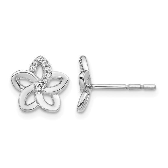 14kt White Gold Diamond Flower Earrings