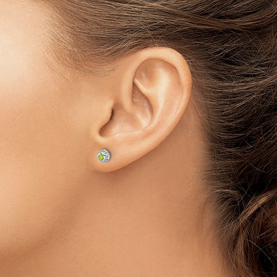 14kt White Gold Diamond and Cabochon Peridot Earrings