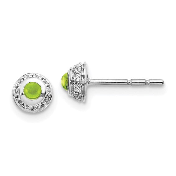 14kt White Gold Diamond and Cabochon Peridot Earrings