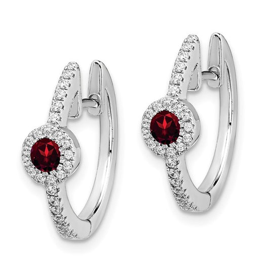 14kt White Gold Diamond and Cabochon Garnet Earrings