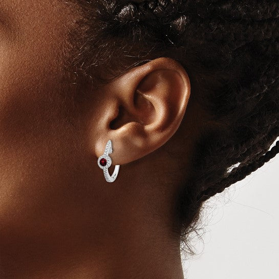 14kt White Gold Diamond and Cabochon Garnet Earrings