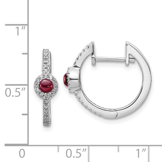 14kt White Gold Diamond and Cabochon Garnet Earrings