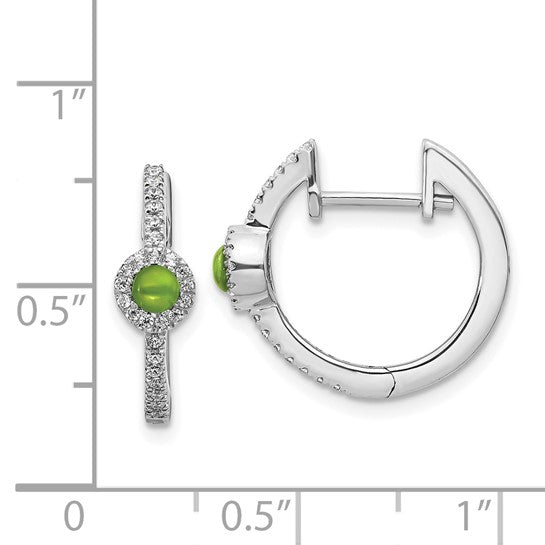 14kt White Gold Diamond and Cabochon Peridot Earrings