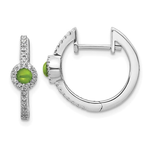 14kt White Gold Diamond and Cabochon Peridot Earrings