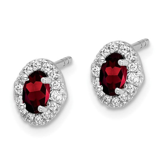 14kt White Gold Diamond and Cabochon Garnet Earrings