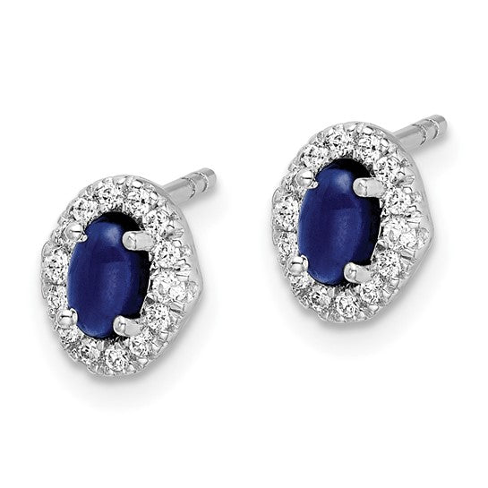 14kt White Gold Diamond and Cabochon Sapphire Earrings