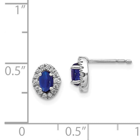 14kt White Gold Diamond and Cabochon Sapphire Earrings
