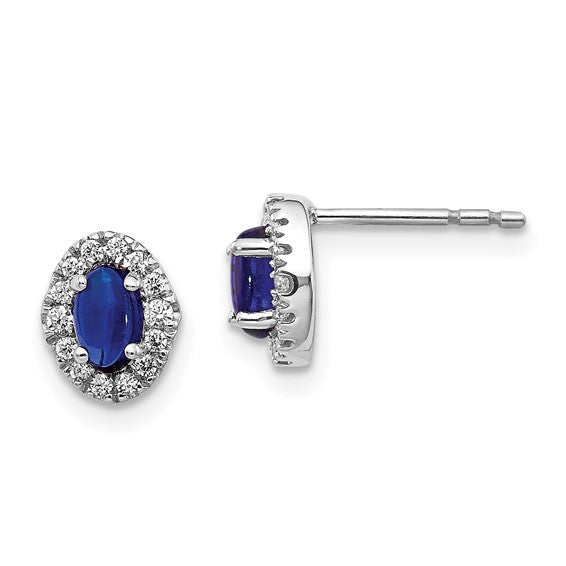 14kt White Gold Diamond and Cabochon Sapphire Earrings