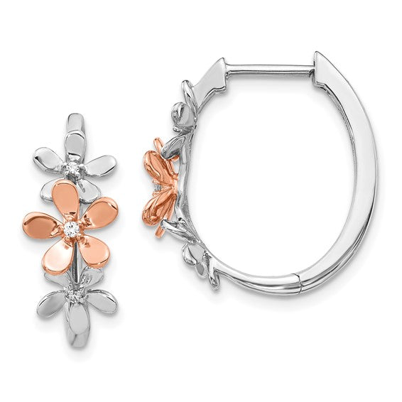 14kt Rose and White Gold Diamond Earrings