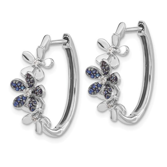 14kt White Gold Diamond and Sapphire Earrings