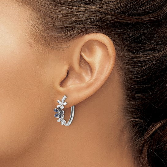 14kt White Gold Diamond and Sapphire Earrings
