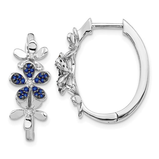 14kt White Gold Diamond and Sapphire Earrings