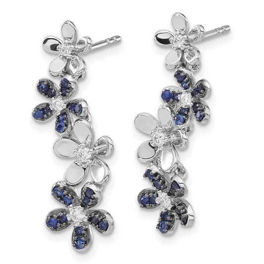 14kt White Gold Diamond and Sapphire Earrings