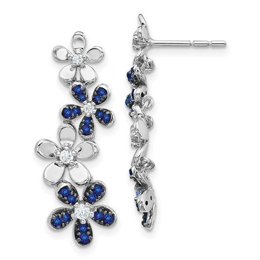 14kt White Gold Diamond and Sapphire Earrings