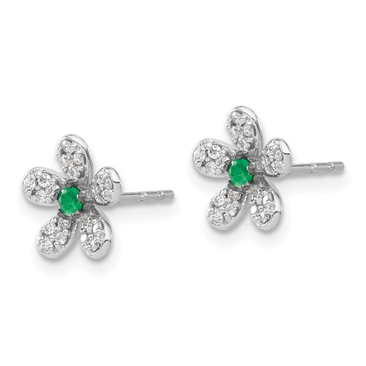 14kt White Gold Diamond and Emerald Earrings