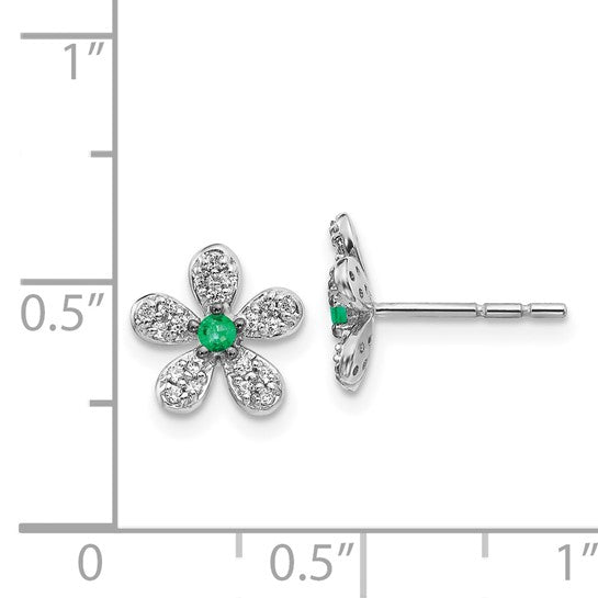 14kt White Gold Diamond and Emerald Earrings