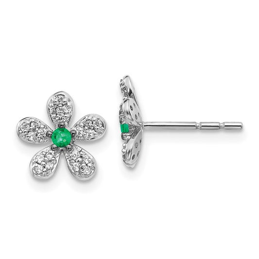 14kt White Gold Diamond and Emerald Earrings