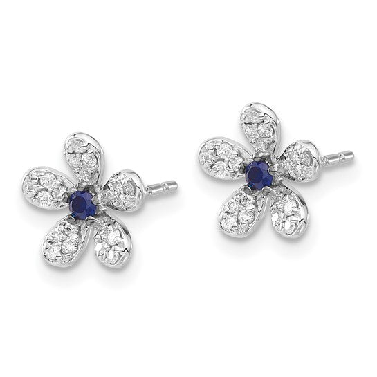 14kt White Gold Diamond and Sapphire Earrings