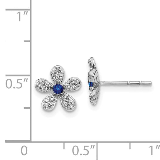 14kt White Gold Diamond and Sapphire Earrings