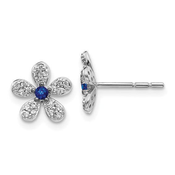 14kt White Gold Diamond and Sapphire Earrings