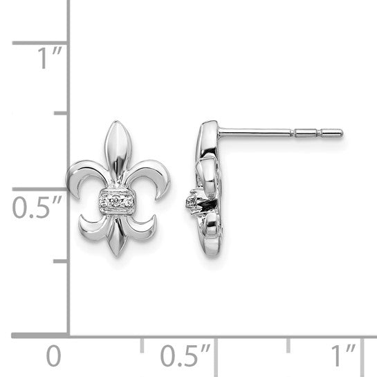 14kt White Gold Diamond Fleur de Lis Post Earrings