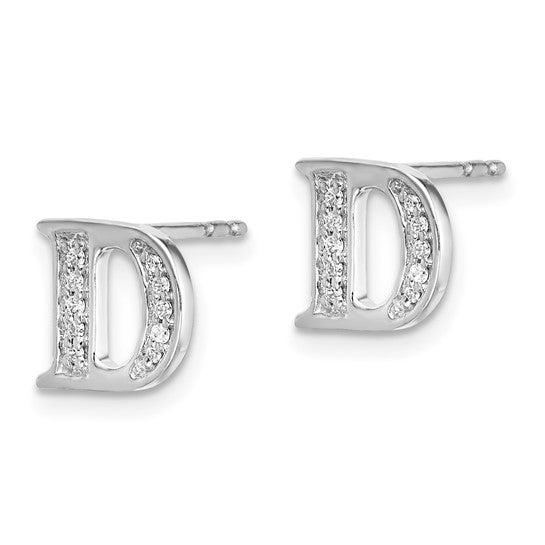 14kt White Gold Diamond Initial D Earrings