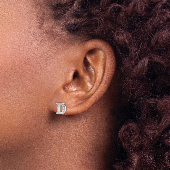 14kt White Gold Diamond Initial D Earrings