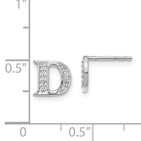 14kt White Gold Diamond Initial D Earrings