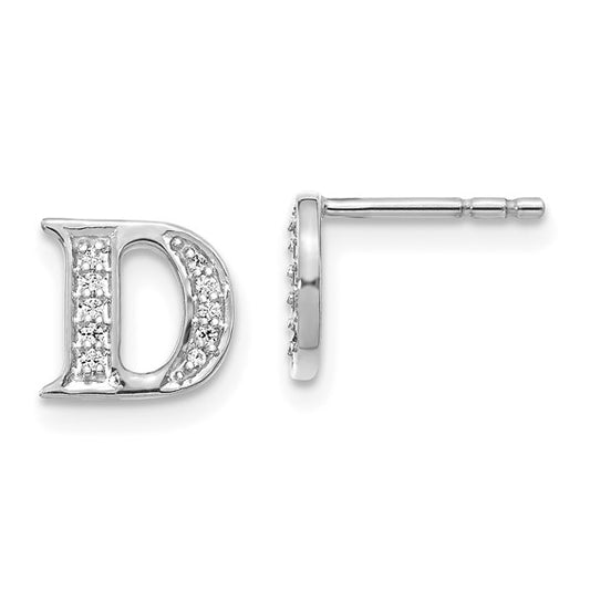 14kt White Gold Diamond Initial D Earrings
