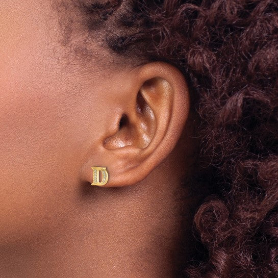 14kt Yellow Gold Diamond Initial D Earrings