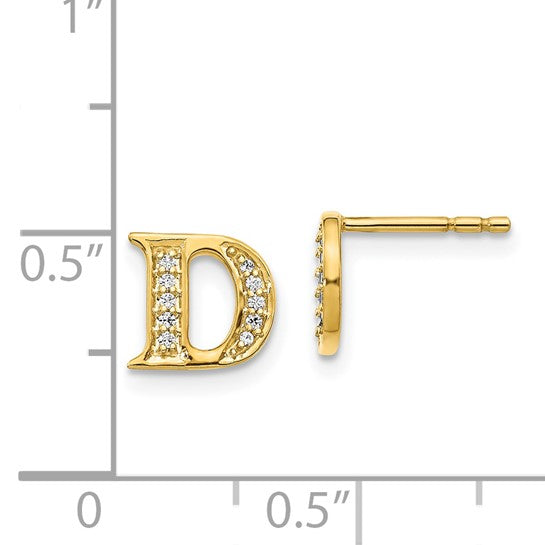 14kt Yellow Gold Diamond Initial D Earrings