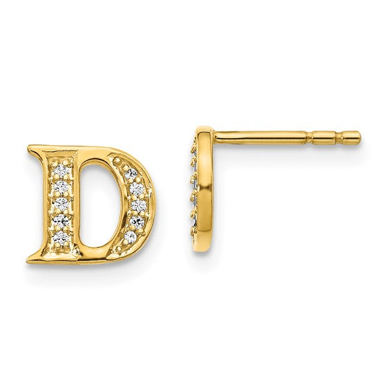 14kt Yellow Gold Diamond Initial D Earrings