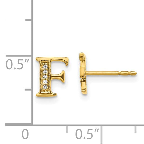 14kt Yellow Gold Diamond Initial F Earrings