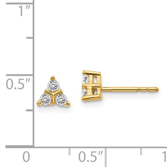 14kt Yellow Gold 3-stone Diamond Triangle Earrings