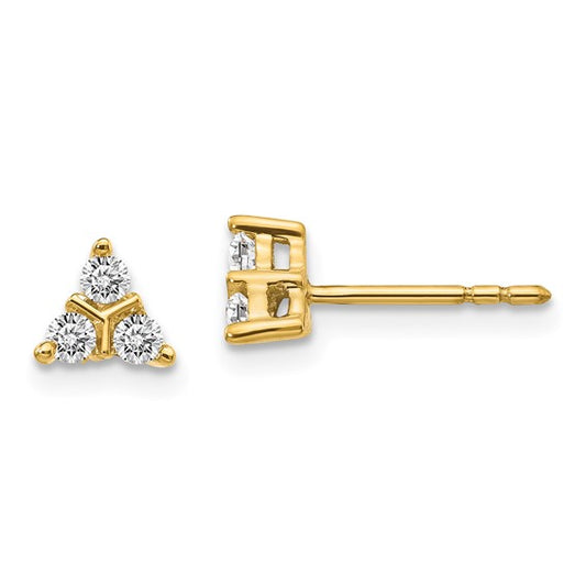 14kt Yellow Gold 3-stone Diamond Triangle Earrings
