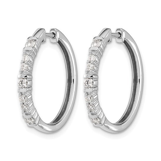 14kt White Gold Diamond Hinged Hoop Earrings
