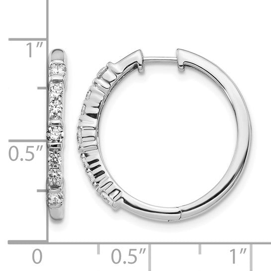 14kt White Gold Diamond Hinged Hoop Earrings
