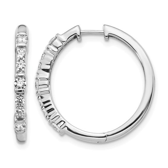 14kt White Gold Diamond Hinged Hoop Earrings