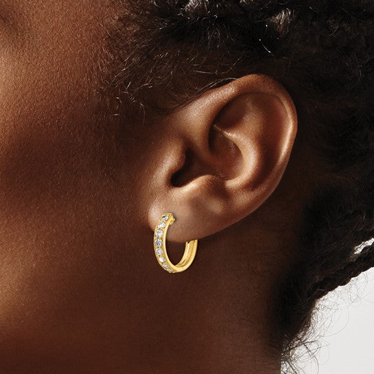 14kt Yellow Gold Diamond Hinged Hoop Earrings
