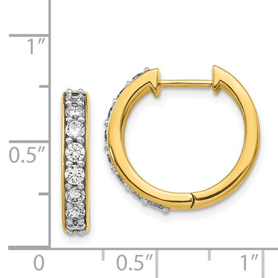 14kt Yellow Gold Diamond Hinged Hoop Earrings