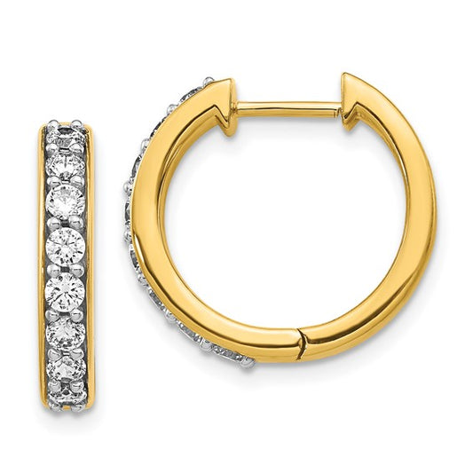 14kt Yellow Gold Diamond Hinged Hoop Earrings