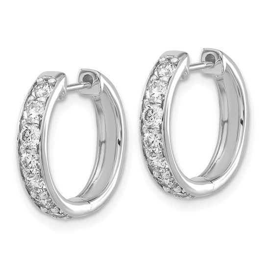 14kt White Gold Diamond Hinged Hoop Earrings