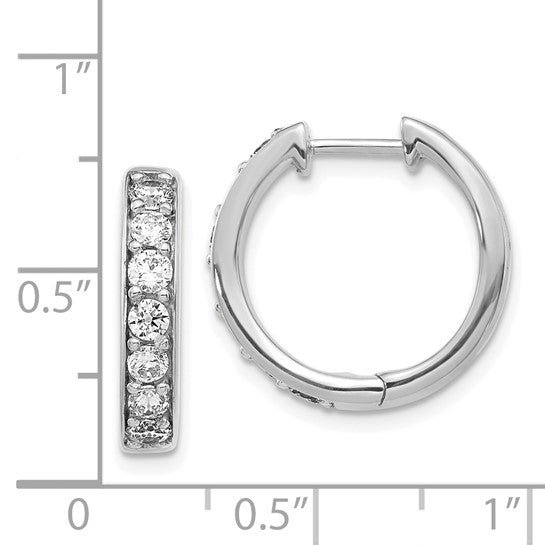 14kt White Gold Diamond Hinged Hoop Earrings