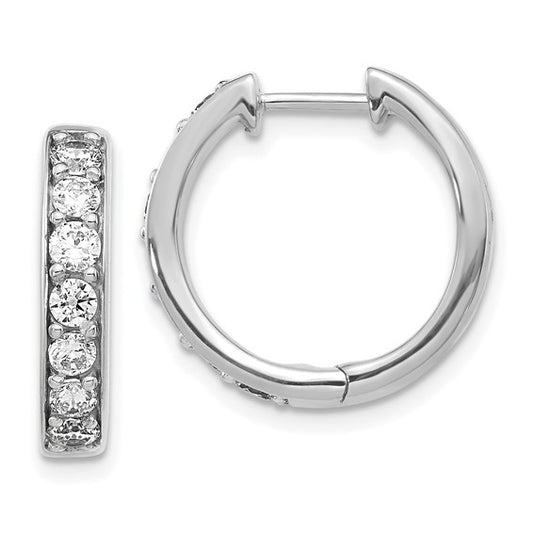 14kt White Gold Diamond Hinged Hoop Earrings